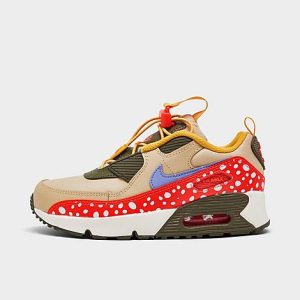 Nike Little Kids&apos; Air Max 90 Toggle SE Casual Shoes in Red/Green/White/Sesame Size 11.0 Leather - 3177746