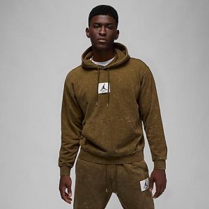 Jordan Essentials All-Over Wash Fleece Pullover Hoodie in Green/Light Olive Size 2XL 100% Cotton/Fleece - 5891150