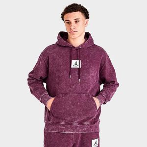 Jordan Essentials All-Over Wash Fleece Pullover Hoodie in Red/Cherrywood Red Size Small 100% Cotton/Fleece - 5849791