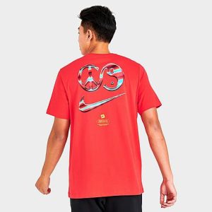 Nike Men&apos;s Sportswear Peace & Unity Graphic T-Shirt in Red/Light Crimson Size Large 100% Cotton - 5819659