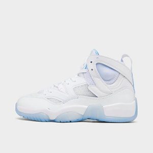 Jordan Women&apos;s Jumpman Two Trey Casual Shoes in White/White Size 11.5 Leather - 3522898