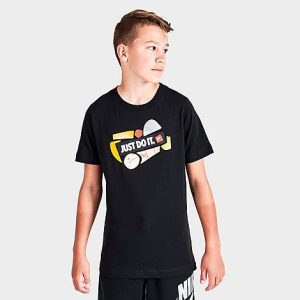 Nike Boys&apos; Sportswear Just Do It Bumper Sticker T-Shirt in Black/Black Size Small 100% Cotton - 5820196