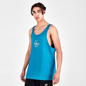 Nike Men&apos;s Trek Division Tank Top in Blue/Bright Spruce Size XL 100% Cotton/Jersey - 5790963