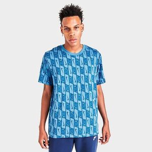 Nike Men&apos;s Sportswear Repeat Logo Graphic Print T-Shirt in Blue/Dutch Blue Size 2XL 100% Cotton - 5797853
