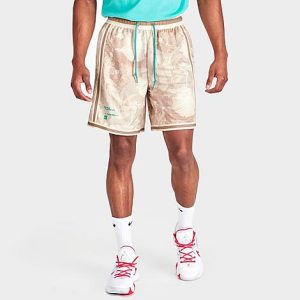 Nike Men&apos;s Dri-FIT DNA+ Printed Basketball Shorts in Beige/Hemp Size XL 100% Polyester - 5791018