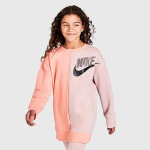 Nike Girls&apos; Sportswear Dance Sweatshirt in Orange/Crimson Bliss Size XL Cotton/Polyester - 5797792