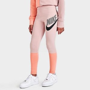 Nike Girls&apos; Sportswear Favorites High-Waisted Dance Leggings in Pink/Pink Oxford Size XL Cotton/Spandex - 5797796