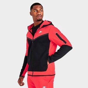 Nike Men&apos;s Sportswear Tech Fleece Taped Full-Zip Hoodie in Orange/Light Crimson Size 2XL Cotton/Polyester/Fleece - 5848288