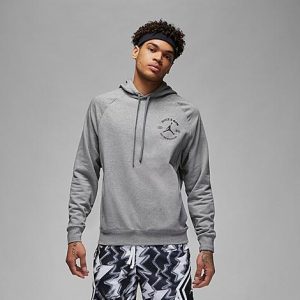 Jordan Men&apos;s Dri-FIT Sport BC Fleece Hoodie in Grey/Carbon Heather Size Medium Cotton/Polyester/Fleece - 5891182