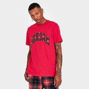 Jordan Men&apos;s Essential Holiday T-Shirt in Camo/Grey/Fire Red Size 2XL 100% Cotton - 5849693