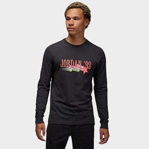 Jordan Men&apos;s Brand Summer of &apos;92 Graphic Long-Sleeve T-Shirt in Black/Off Noir Size Large 100% Cotton - 5891243