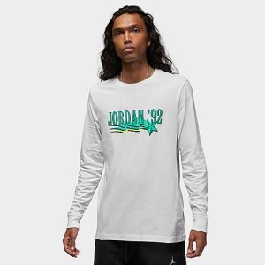 Jordan Men&apos;s Brand Summer of &apos;92 Graphic Long-Sleeve T-Shirt in White/White Size Large 100% Cotton - 5891248