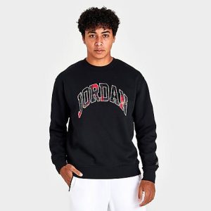 Jordan Men&apos;s Essential Holiday Fleece Crewneck Sweatshirt in Black/Black Size 3XL Cotton/Polyester/Fleece - 5849520