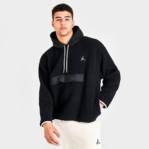 Jordan Men&apos;s Essential Winter Fleece Hoodie in Black/Black Size 2XL 100% Cotton/100% Nylon/100% Polyester - 5849657