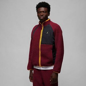Jordan Men&apos;s Essentials Winter High Pile Full-Zip Fleece Jacket in Red/Cherrywood Red Size XL 100% Polyester/Fleece - 5891309
