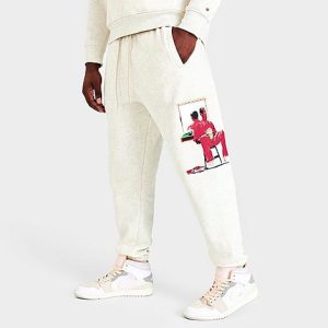 Jordan Men&apos;s Artist Series by Jacob Rochester Fleece Pants in Off-White/Oatmeal Heather Size XL Cotton/Polyester/Fleece - 5849848