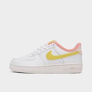 Nike Girls&apos; Little Kids&apos; Air Force 1 LV8 Casual Shoes in White/Yellow/White Size 11.0 Leather - 3157158