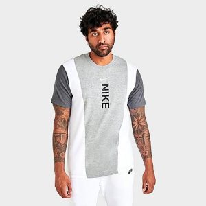 Nike Men&apos;s Sportswear Hybrid Short-Sleeve T-Shirt in Grey/Grey Size 2XL 100% Cotton - 5821282