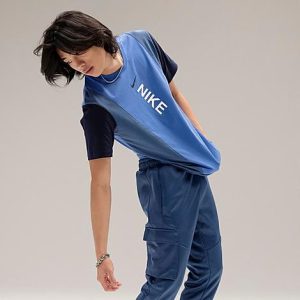 Nike Men&apos;s Sportswear Hybrid Short-Sleeve T-Shirt in Blue/Comet Blue Size Large 100% Cotton - 5821285