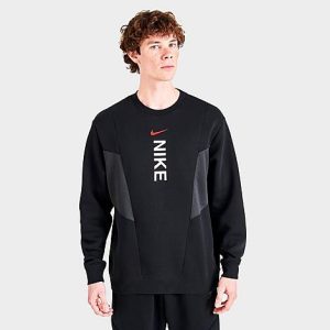 Nike Men&apos;s Sportswear Hybrid Fleece Sweatshirt in Black/Black Size 2XL 100% Polyester/Fleece - 5821051