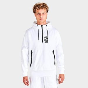 Nike Men&apos;s Sportswear Air Max Graphic Half-Zip Hoodie in White/White Size Medium 100% Polyester/Knit/Jacquard - 5821113