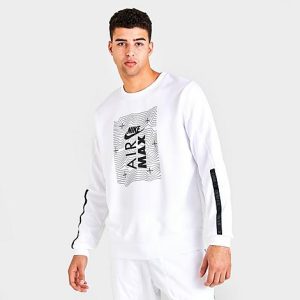 Nike Men&apos;s Sportswear Air Max Sweatshirt in White/White Size Large 100% Polyester/Knit - 5821119