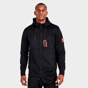 Nike Men&apos;s Air Max Therma-Fit Fitness Hoodie in Black/Black Size XL 100% Polyester/Fleece - 5848277