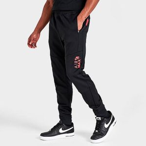 Nike Men&apos;s Air Max Therma-Fit Fitness Jogger Pants in Black/Black Size XL 100% Polyester/Fleece - 5847629