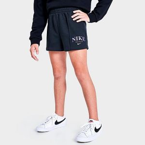 Nike Girls&apos; Sportswear Trend Fleece Shorts in Black/Off Noir Size XL Cotton/Polyester/Fleece - 5819280