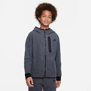 Nike Boys&apos; Tech Fleece Winterized Full-Zip Hoodie in Grey/Black Size Medium - 5888807