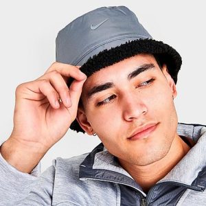 Nike Sportswear Reversible Sherpa Bucket Hat in Black/Grey/Black Size Medium/Large - 8205896