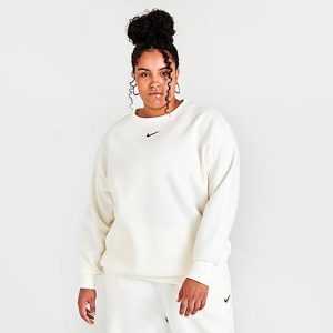 Nike Women&apos;s Sportswear Phoenix Fleece Oversized Crewneck Sweatshirt (Plus Size) in White/Sail Size 3XL Cotton/Polyester/Fleece - 5849583