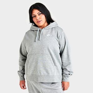 Nike Women&apos;s Sportswear Club Fleece Pullover Hoodie (Plus Size) in Grey/Dark Grey Heather Size 3XL Cotton/Polyester/Fleece - 5819501