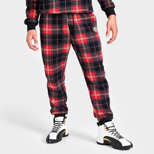 Jordan Men&apos;s Essential Holiday Fleece Sweatpants in Red/Black/Fire Red Size XL Cotton/Polyester/Fleece - 5849650