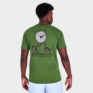 Nike Men&apos;s Sportswear Sun Club Graphic Print Short-Sleeve T-Shirt in Green/Treeline Size XL 100% Cotton - 5813176