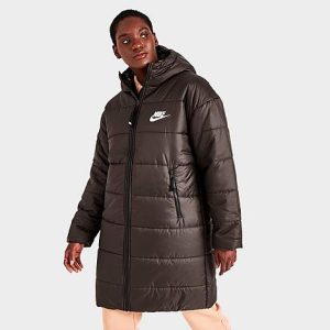 Nike Women&apos;s Sportswear Therma-FIT Repel Long Puffer Jacket in Brown/Baroque Brown Size XL 100% Polyester/Fiber - 5817766