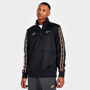 Nike Men&apos;s Sportswear Repeat Logo Half-Zip Top in Black/Black Size 2XL 100% Polyester/Knit - 5848183