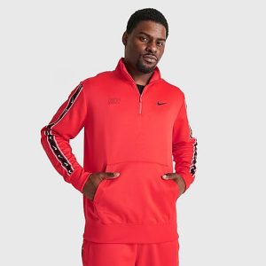 Nike Men&apos;s Sportswear Repeat Logo Half-Zip Top in Red/Light Crimson Size 2XL 100% Polyester/Knit - 5848188