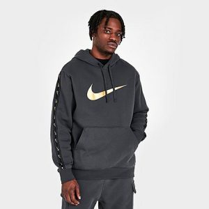 Nike Sportswear Repeat Fleece Pullover Hoodie in Grey/Dark Smoke Grey Size Medium Cotton/Polyester/Fleece - 5848190