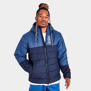 Nike Men&apos;s Sportswear Hybrid Synthetic Fill Jacket in Blue/Black Size 2XL 100% Polyester - 5821071