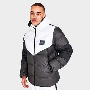 Nike Men&apos;s Sportswear Air Max Storm-FIT Windrunner Jacket in Grey/White Size 2XL 100% Polyester - 5821706