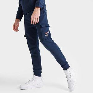 Nike Kids&apos; SOS Fleece Cargo Jogger Pants in Blue/Midnight Navy Size XL Cotton/Polyester/Fleece - 5820892