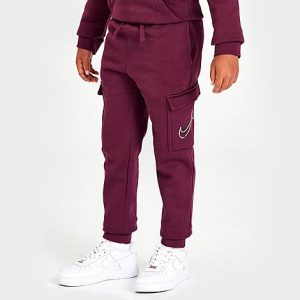 Nike Kids&apos; SOS Fleece Cargo Jogger Pants in Red/Dark Beetroot Size XL Cotton/Polyester/Fleece - 5849185