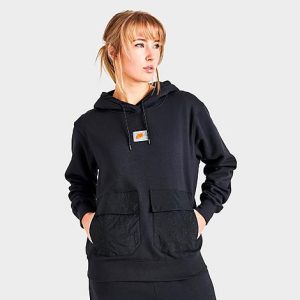 Nike Women&apos;s Sportswear Sports Utility Fleece Cargo Hoodie in Black/Black Size XL Cotton/Polyester/Fleece - 5817591