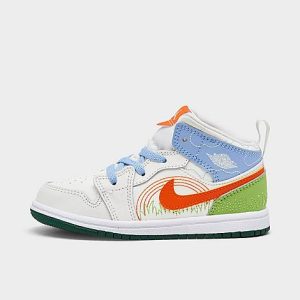 Kids&apos; Toddler Air Jordan Retro 1 Mid SE Casual Shoes in White/Sail Size 5.0 Leather - 3209398