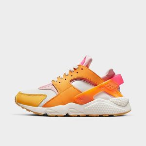 Nike Women&apos;s Air Huarache Casual Shoes in Orange/Summit White Size 9.0 Leather/Spandex/Plastic - 3522910
