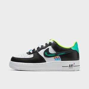 Nike Big Kids&apos; Air Force 1 LV8 SE Casual Shoes in Black/White Size 7.0 Leather - 3524403