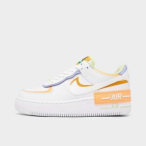Nike Women&apos;s Air Force 1 Shadow Casual Shoes in White/Multi-Color Size 12.0 Leather - 3209891
