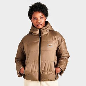 Nike Women&apos;s Sportswear Therma-FIT Repel Puffer Jacket in Brown/Dark Driftwood Size XL 100% Polyester - 5819485