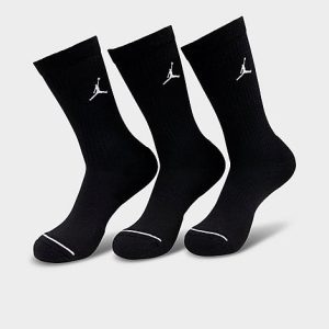 Jordan Men&apos;s Everyday Crew Socks (3-Pack) in Black/Black Size Large Nylon/Polyester/Spandex - 8205877